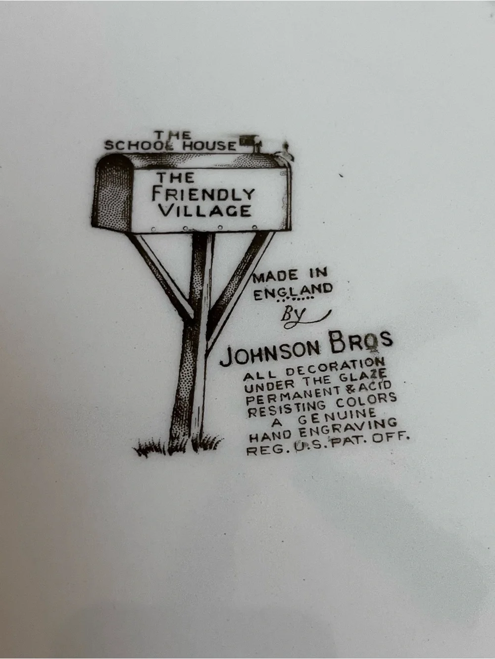 2 Johnson Bros Friendly Village Plates 10¾” The Covered Bridge & School House